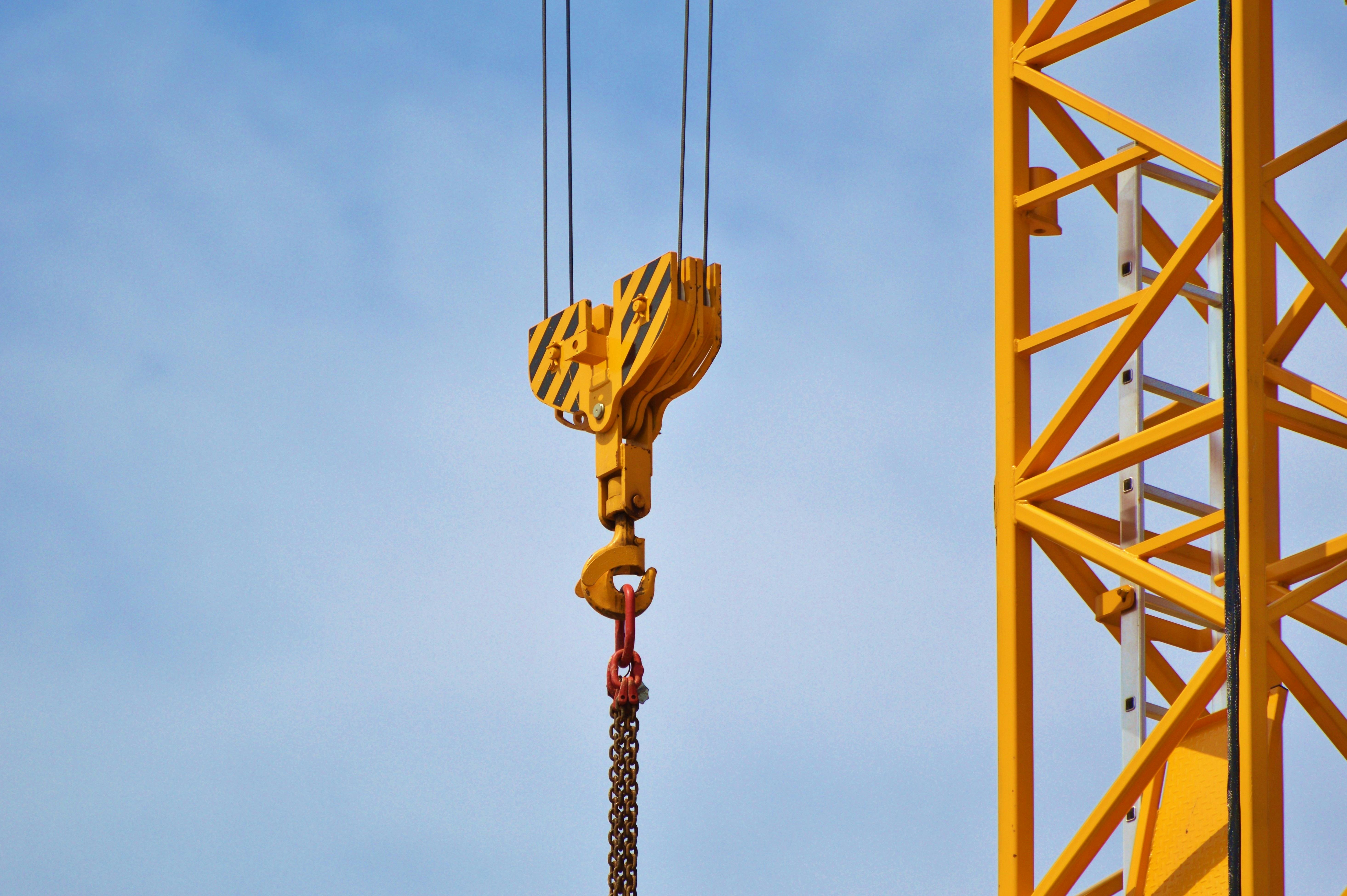 Construction hoist in the air being used