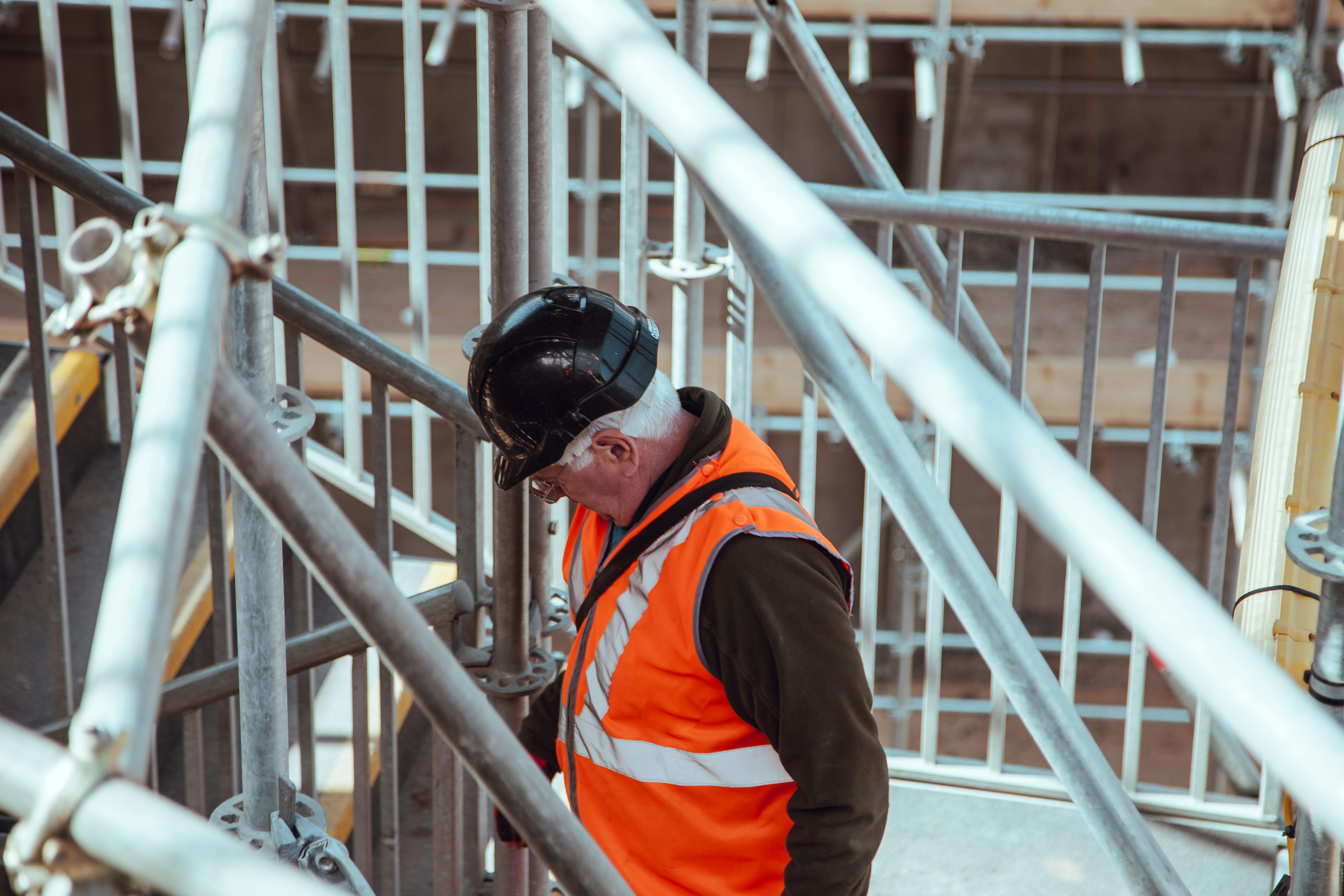 Man wearing a hard hat on construction site