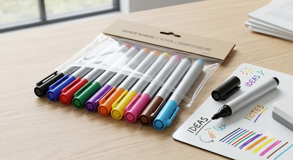 Q-CONNECT Drywipe Marker - Pk(10) Assorted