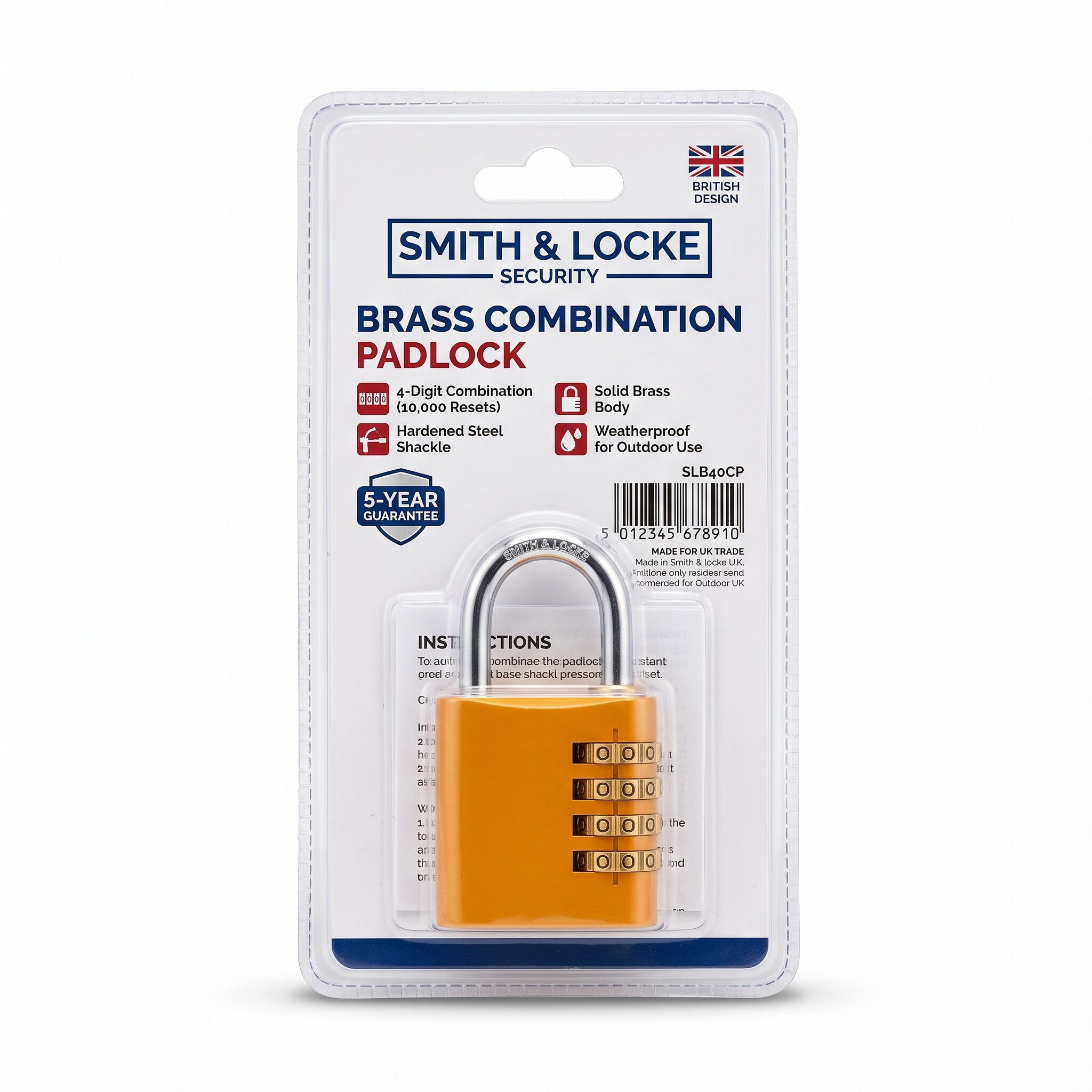 Smith & Locke Brass Combination Padlock