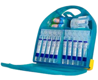 Eyewash station- c/w vials, mirror