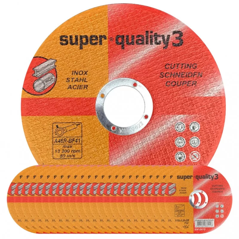 SUPER QUALITY 3, 4.1/2" S/S CUTTING DISC SKINNY 115 X 1.0 X 22 (25PK)