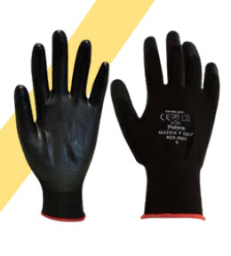 Black/Red Poly Gloves - X/Lge (Sz10)