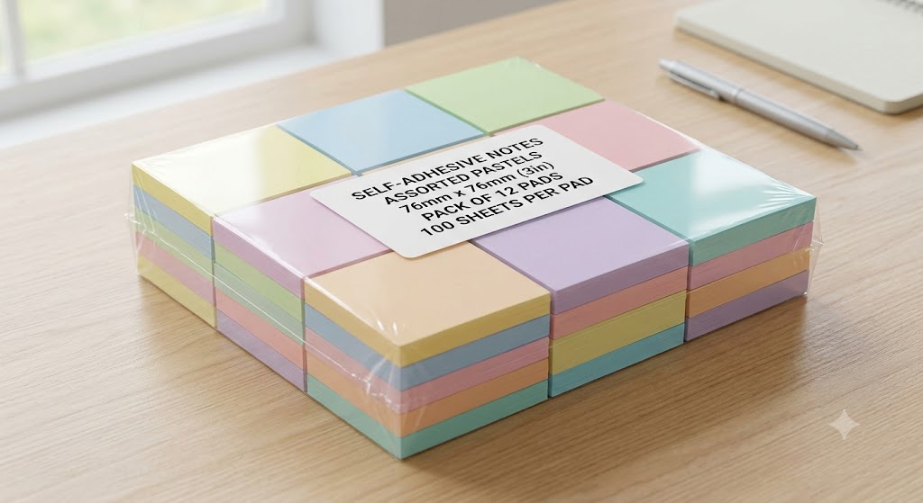 Post it notes 76 x 76 Astd Pastel Pack 12