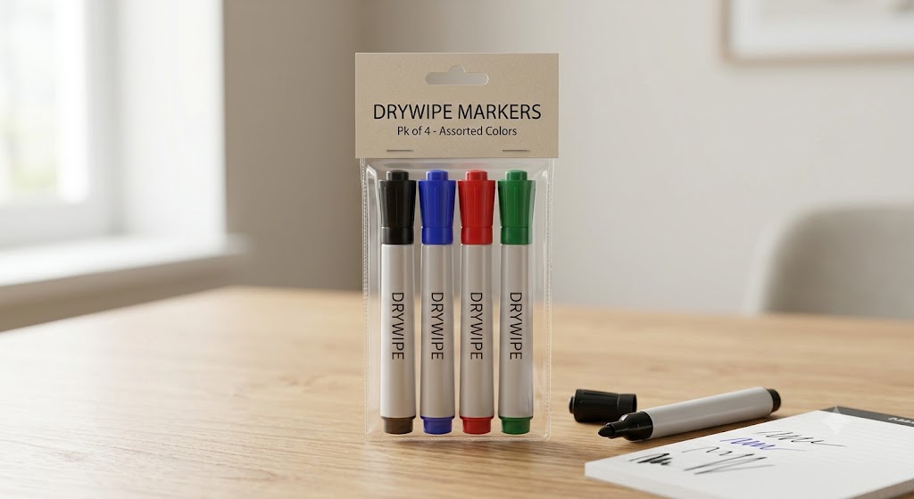 Q-CONNECT Drywipe Marker - Pk(4) Assorted