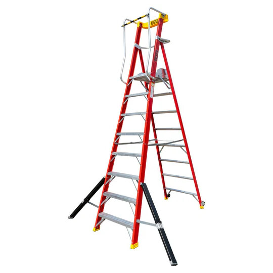 Electricians Fibreglass Podium Step Ladder 8 Tread 3.18m