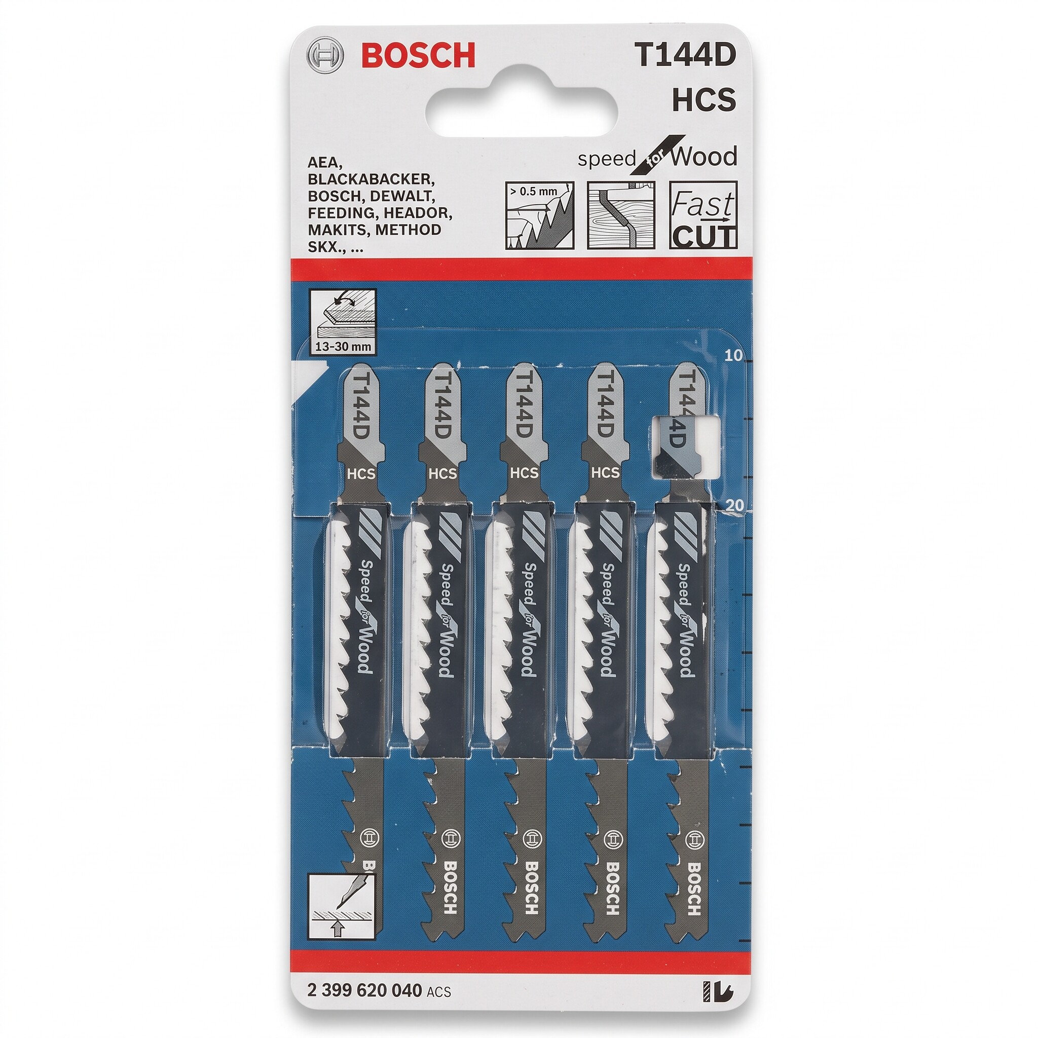 BOSCH T144D Wood Jigsaw Blade - Pk (5)