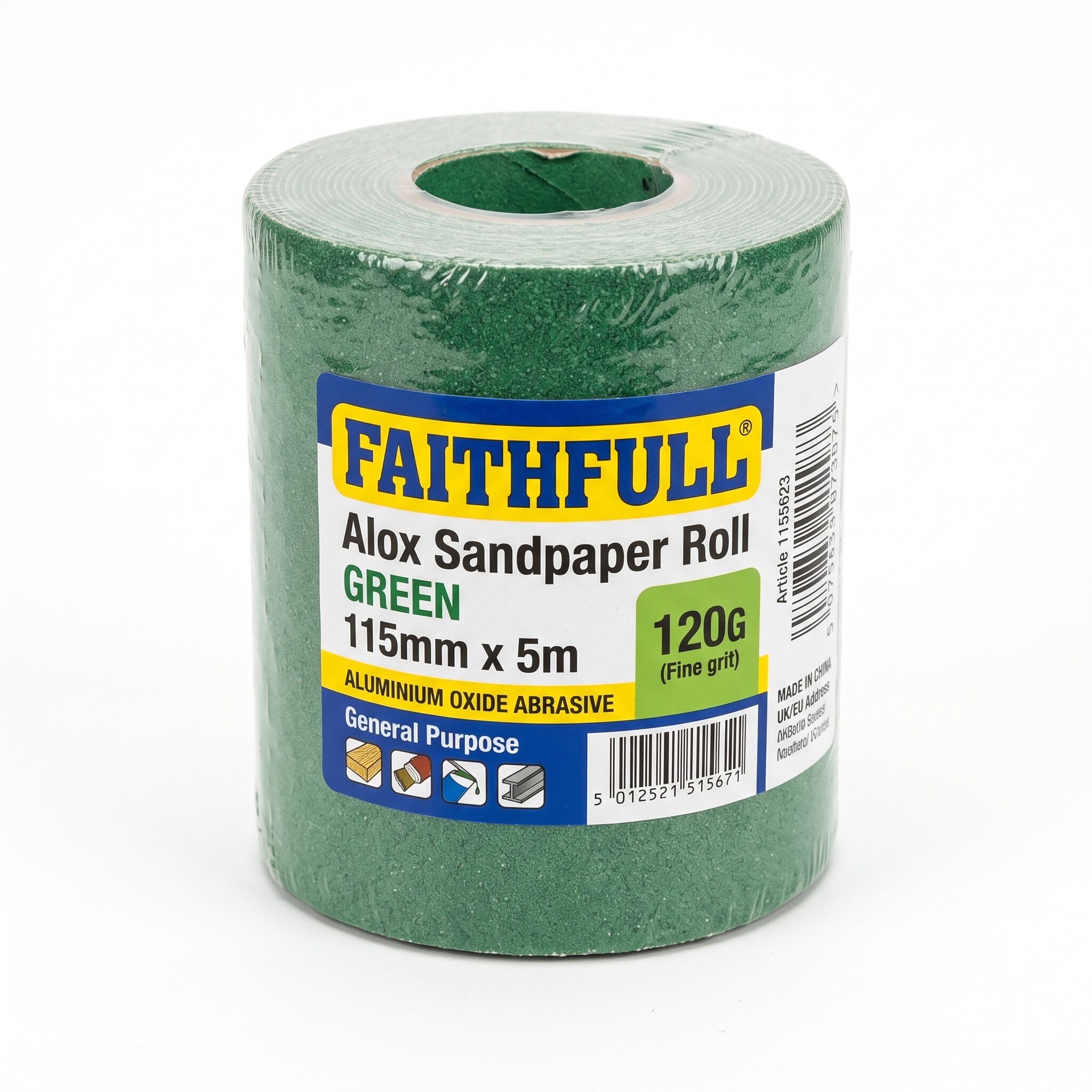 FAITHFULL Alox Sandpaper Roll Green - 115mm x 5m 120G