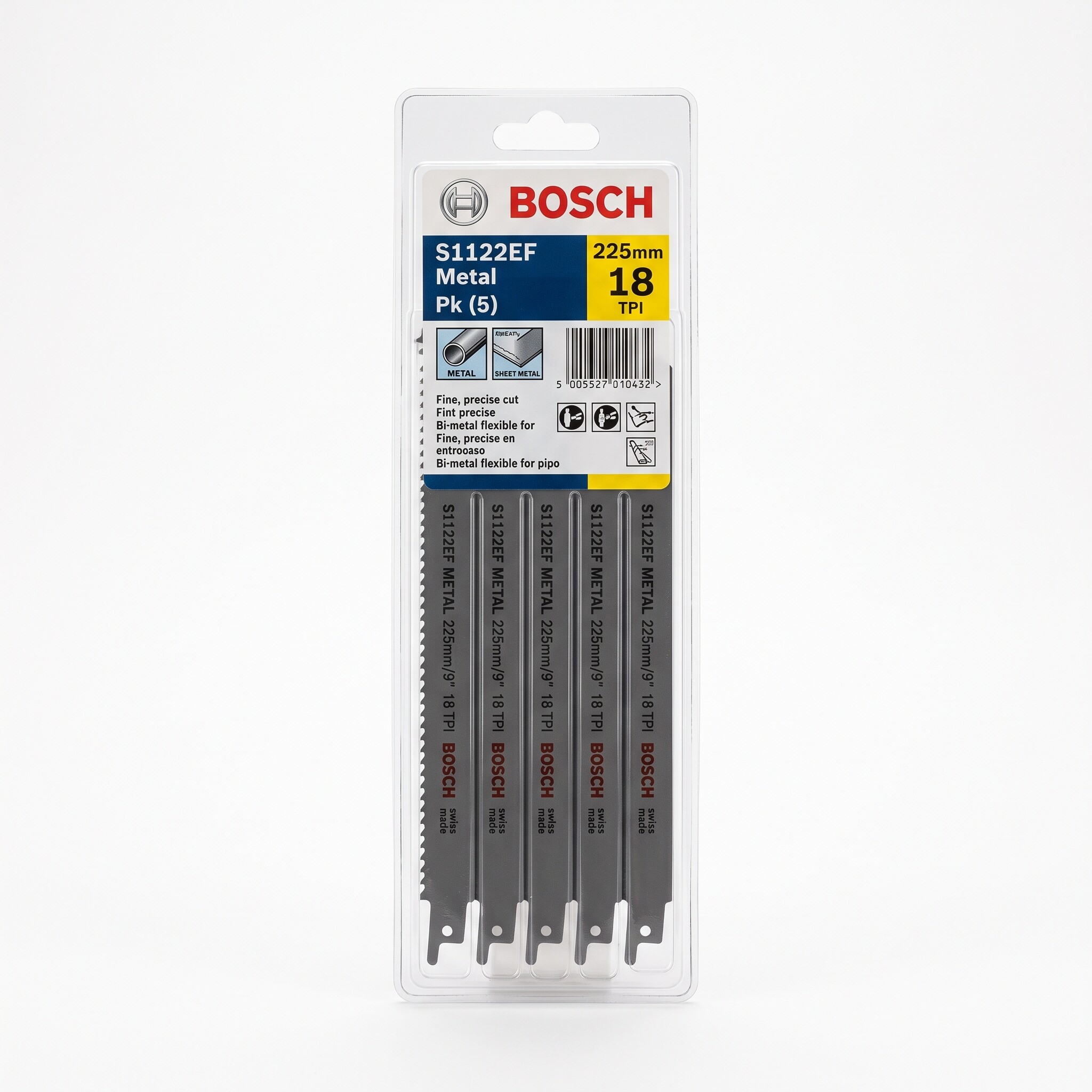 BOSCH S1122EF Metal Recip Blades 225mm - Pk (5)