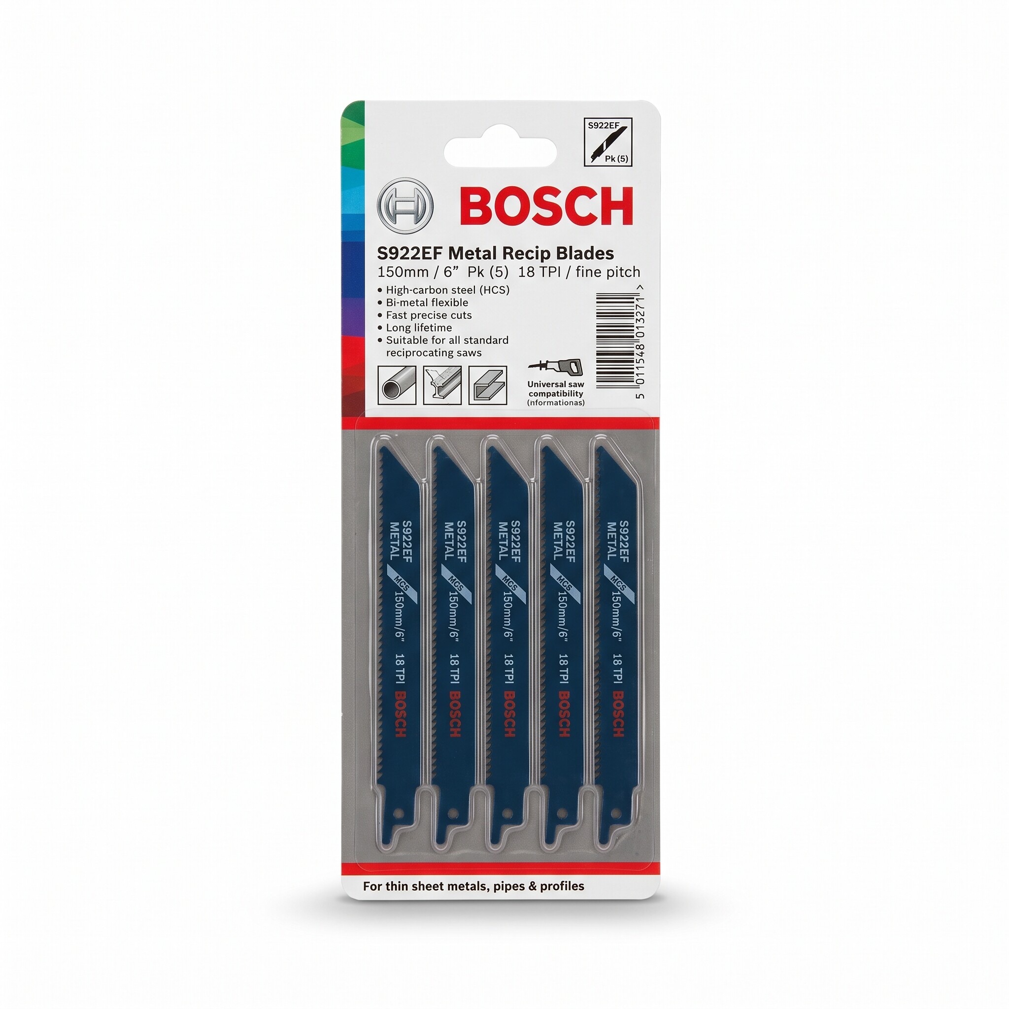 BOSCH S922EF Metal Recip Blades 150mm - Pk (5)