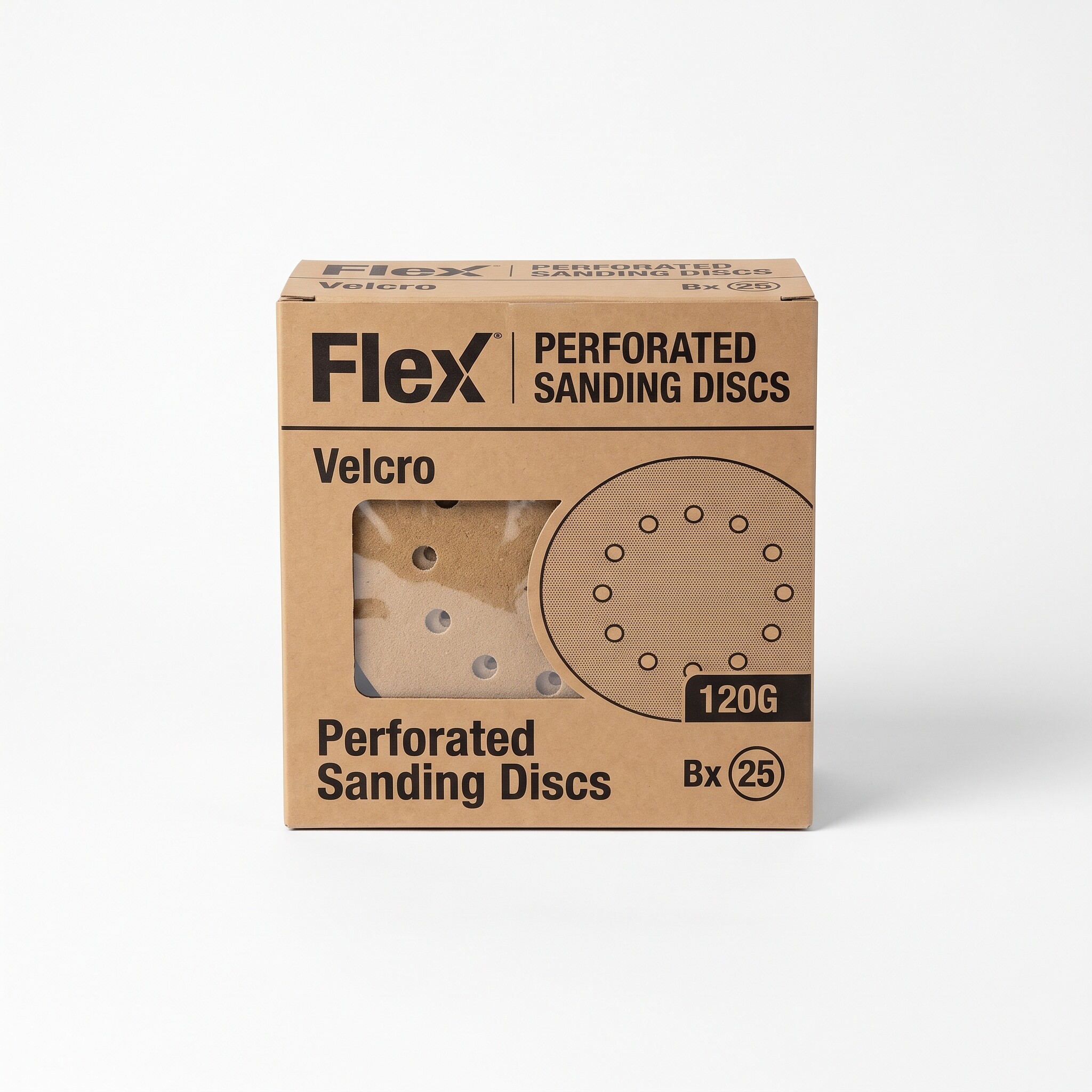 Flex Velcro Perforated Sandpaper - 120G - Bx (25)