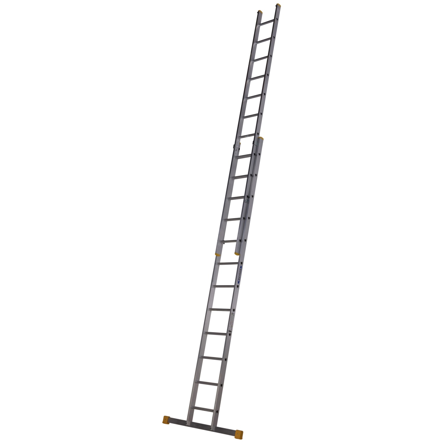Wickes 3.42m D rung Aluminium double extension ladder - 1.83m closed extends to 3.2m EN131 Compliant