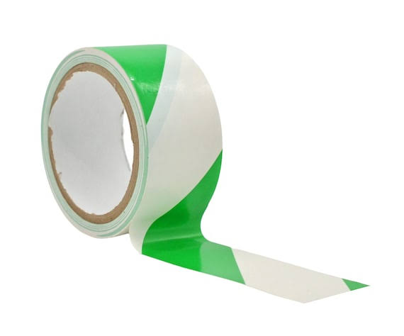 2" Green/White Hazard Tape 33M