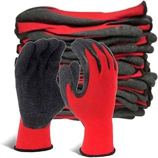 Black/Red Poly Gloves