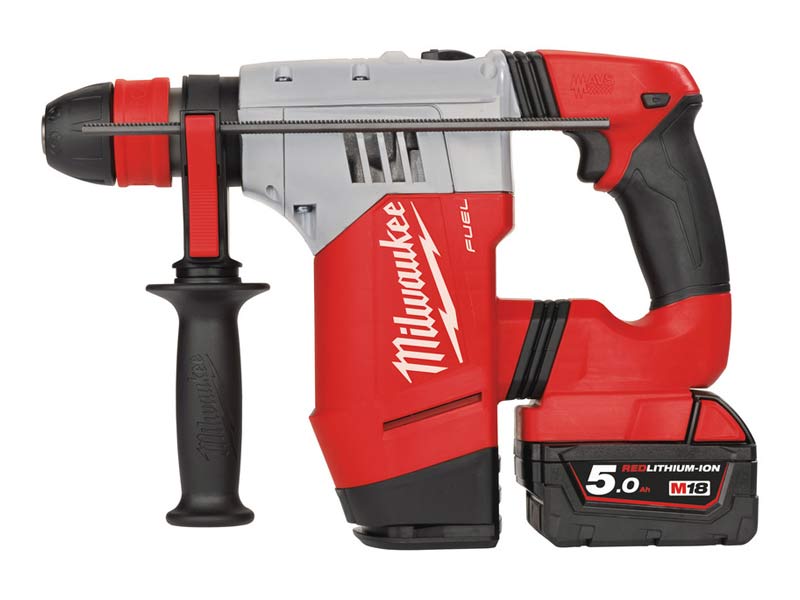 MILWAUKEE M18CHX-502 SDS DRILL C/W 2 X 5AH BATTERIES, CHARGER IN CASE