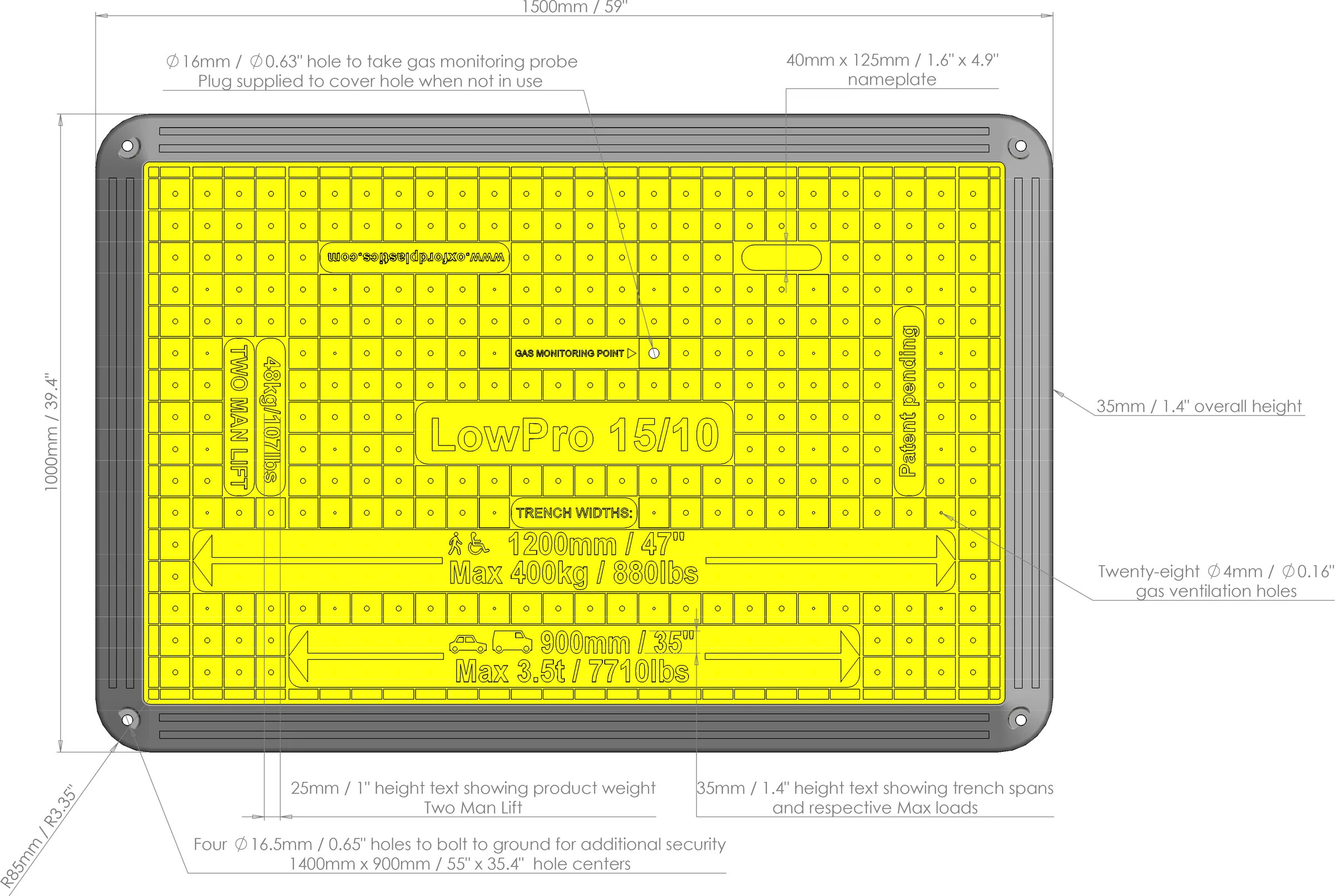 GRP Trench Cover 1.5m x 1.0m