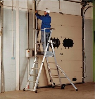 Sherpa Platform Steps with Guard Rail & Stabilisers - 1.77m - 2.23m Platform