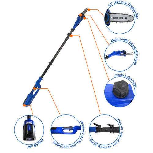 Pruner Telescopic 36V With 8″ Chainsaw